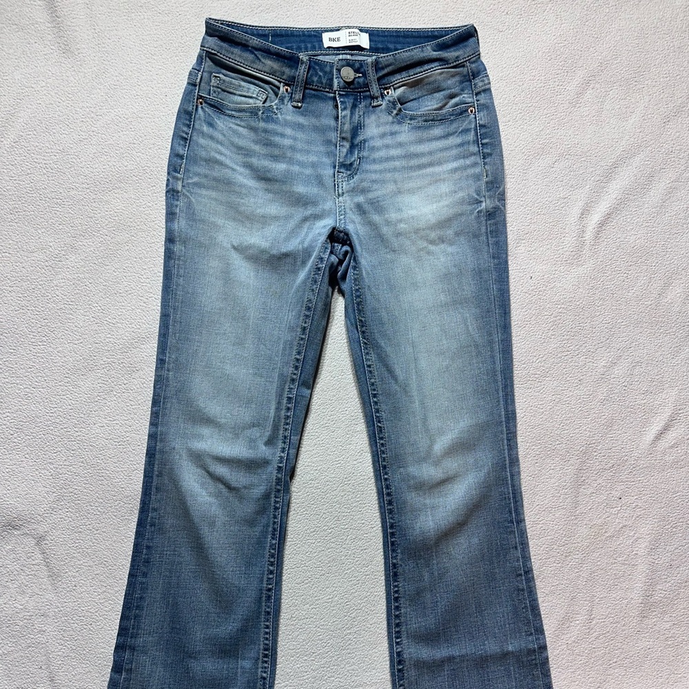 BKE Women's Stella Mid-Rise Slim Fit Boot Cut Jeans in Classic Blue 26 x 29 1/2